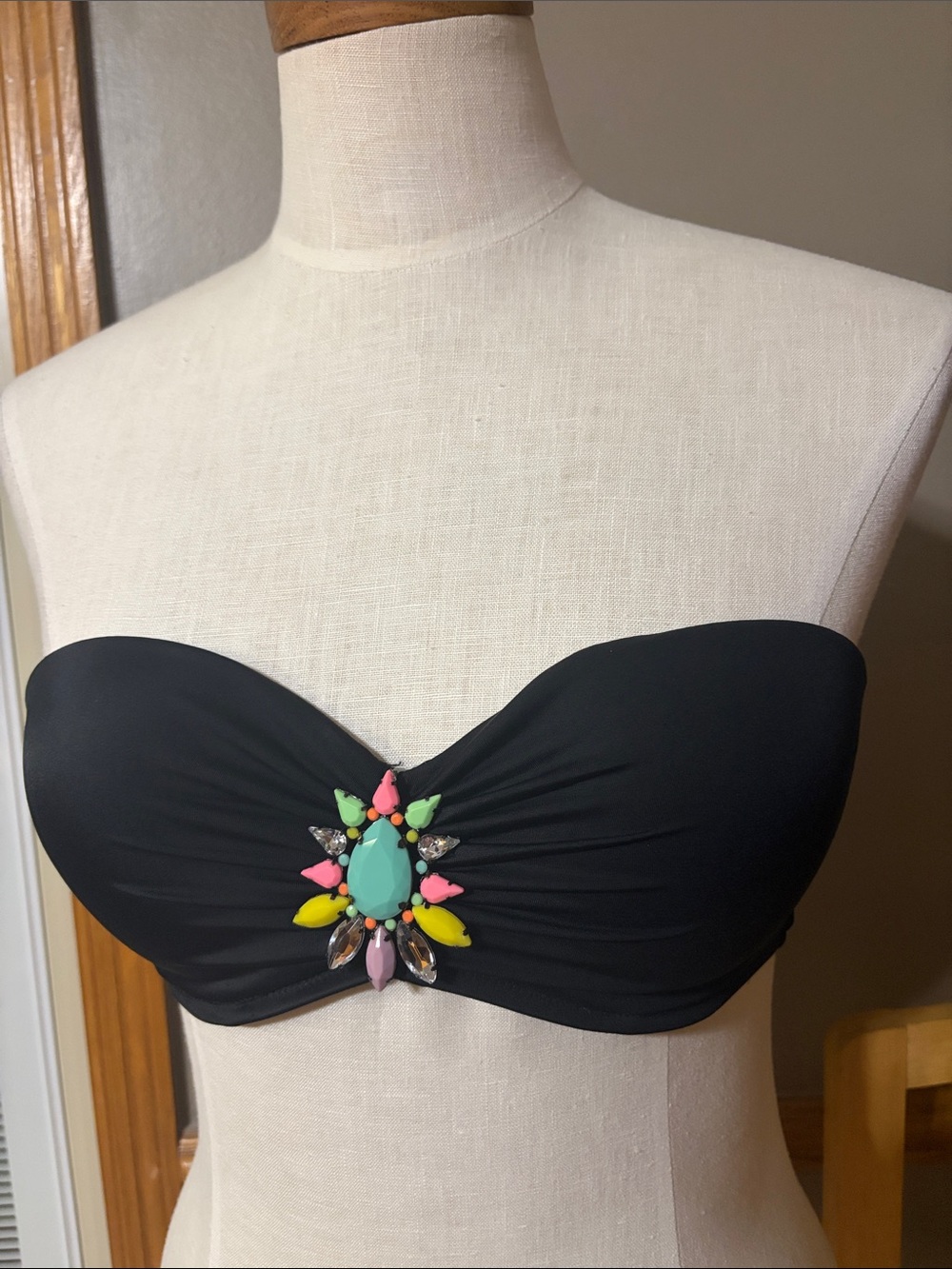 Victoria’s Secret VS flirt bandeau Strapless Black Swim suit bikini top size 36C